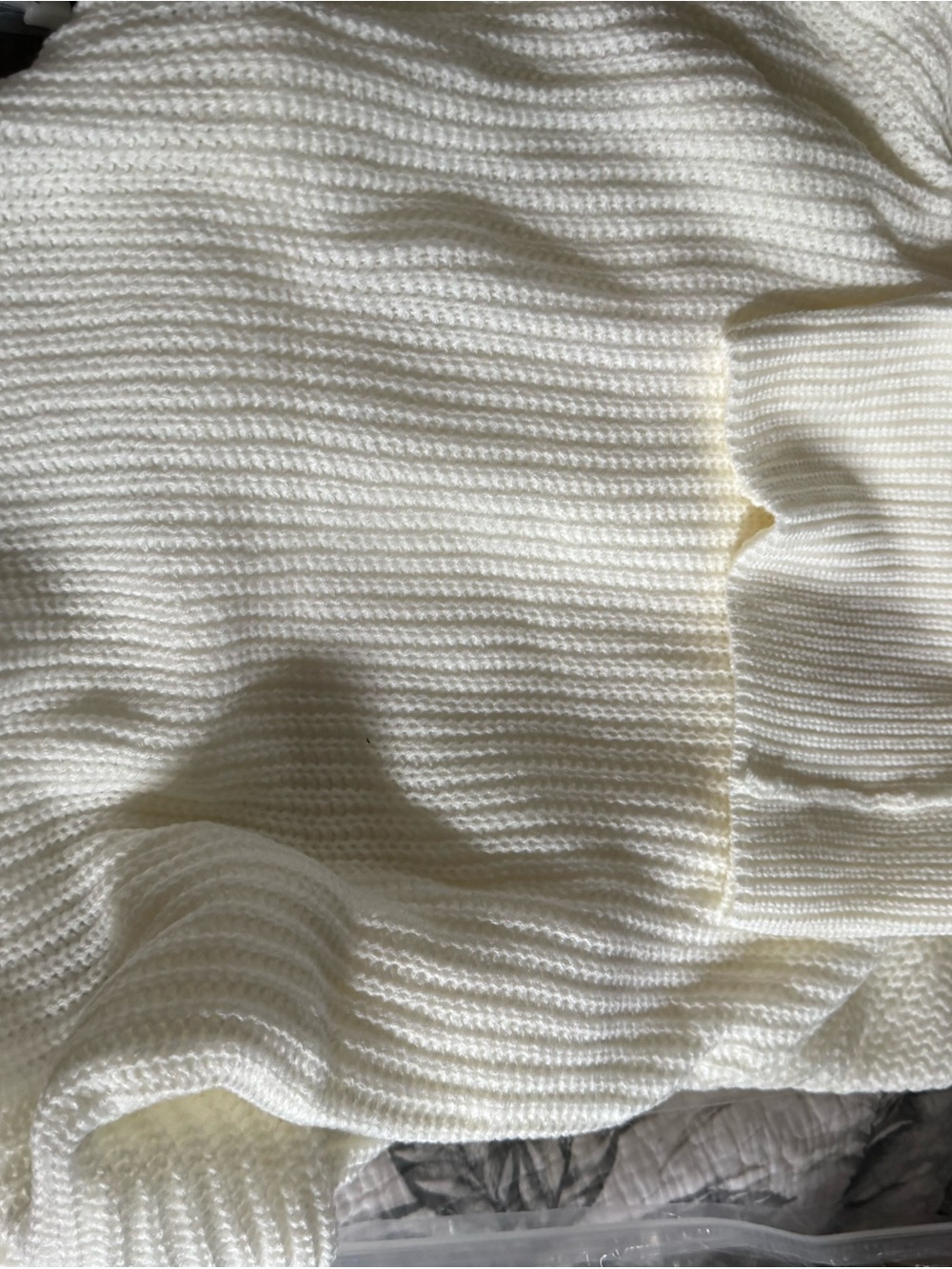 Source Unknown Cream Ribbed Cowl Neck Sweater